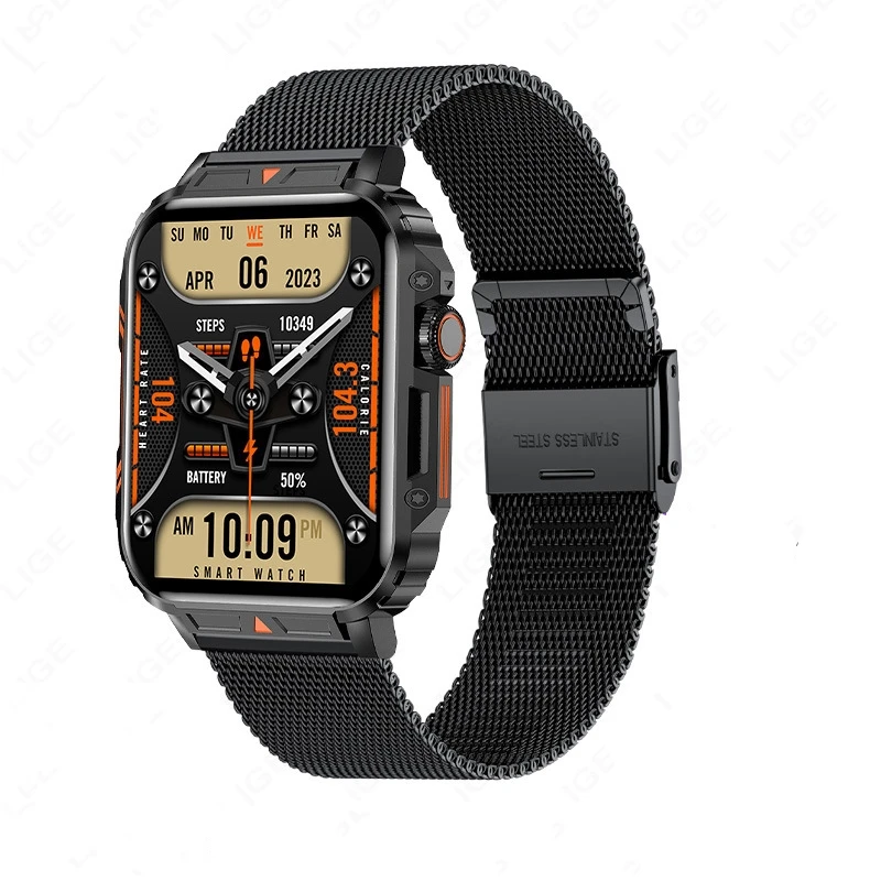 LIGE BW0656 high quality personalized unisex smart watch hot sale Mesh Strap bluetooth Multifunction heart rate Casual watch set
