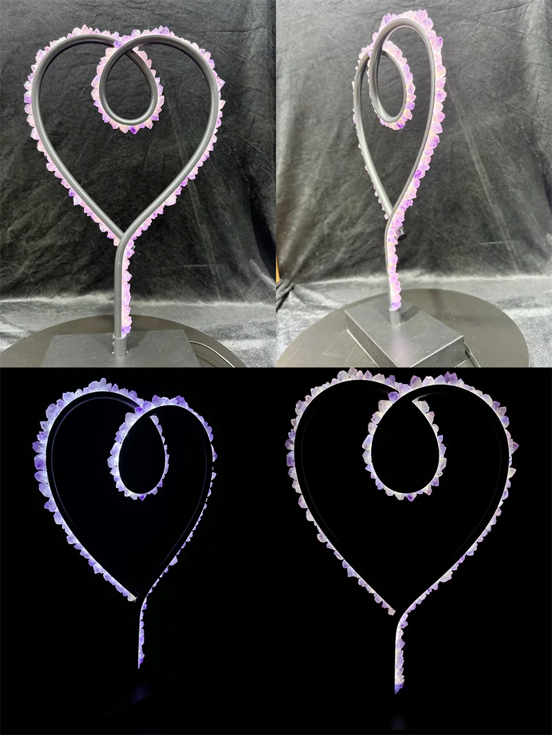 Hot Sale Natural Crystal DIY LED Light Gemstone Semi-precious Crafts Different Shape Amethyst Lamp for Ornament