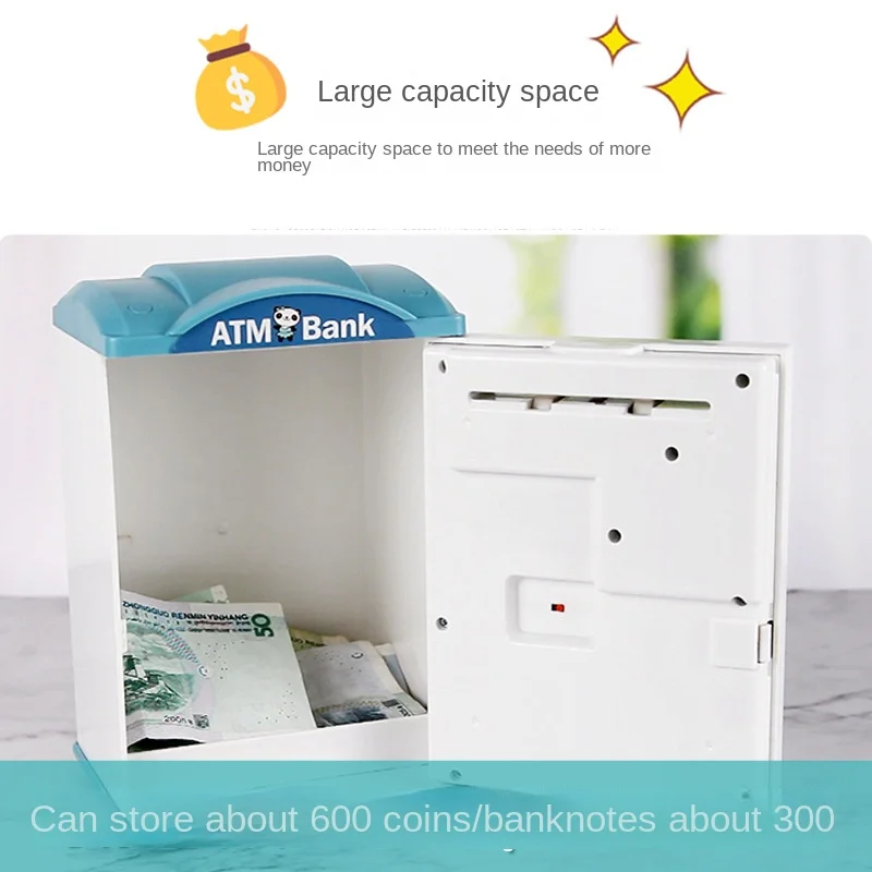 Automatic Induction Roll Money ATM Large Capacity Simulation Intelligent Electronic Fingerprint Password Suitcase Coin Bank