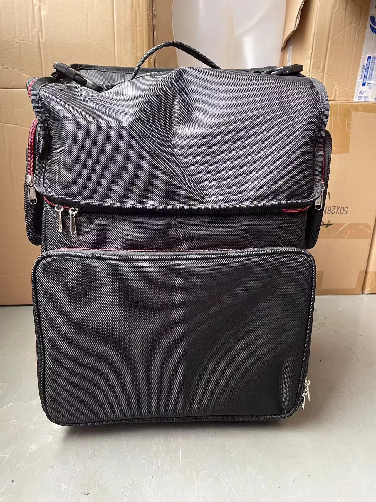 2 in 1 Customized Large Makeup & Hairdresser Trolley Case with Pouch Bag & Makeup Brush Holder Travel-friendly Storage Solution