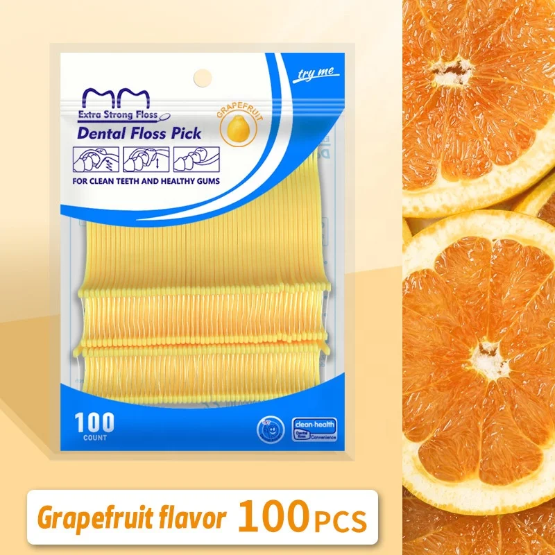 Wholesale Multi Colors Mint Flavor Dental Floss Picks Teeth Flossing 100 Count Floss Toothpicks