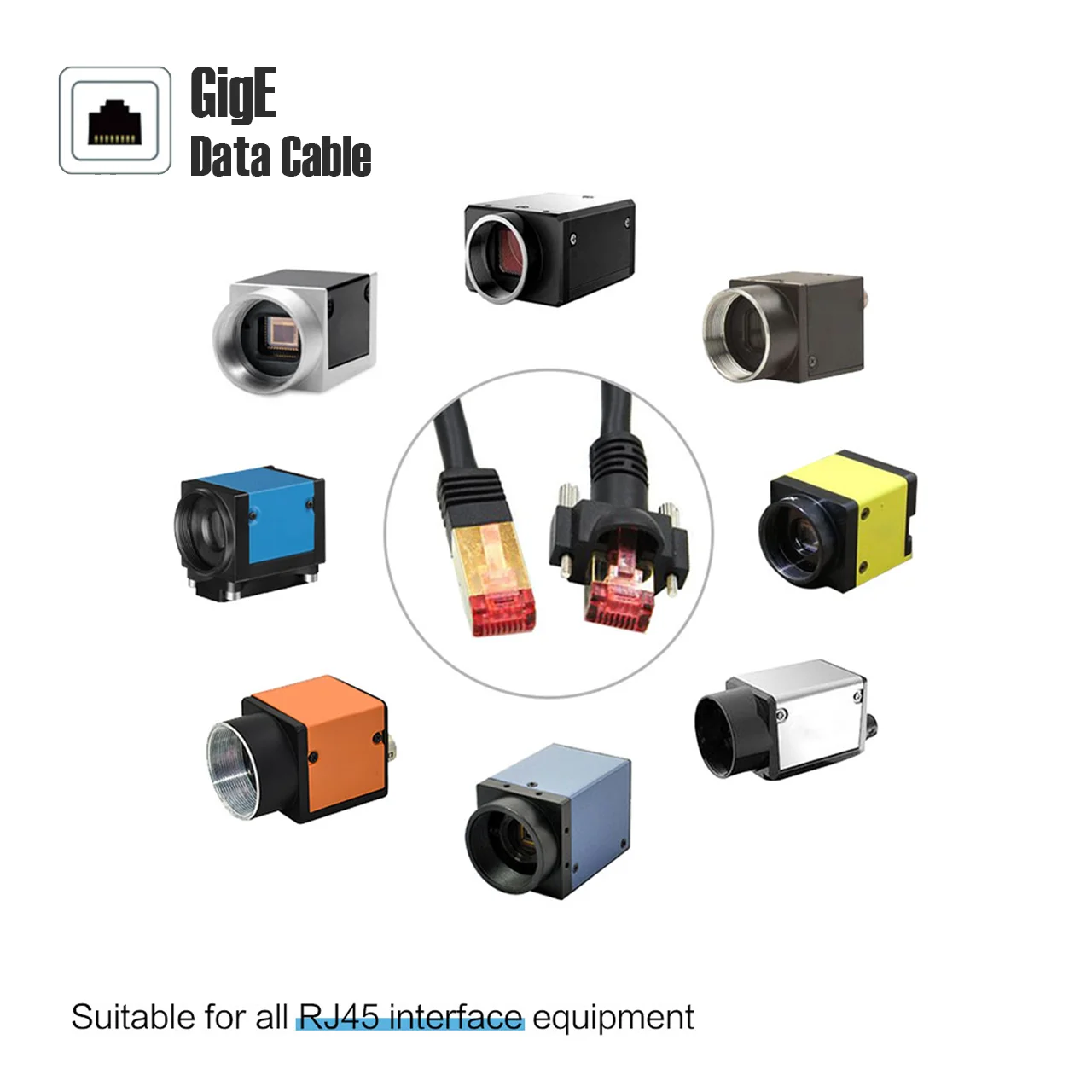 High Flex 3/5/10/20/25/30m Cat6 RJ45 Plug RJ45 Plug GigE Vision Ethernet Cable For Ethernet Camera