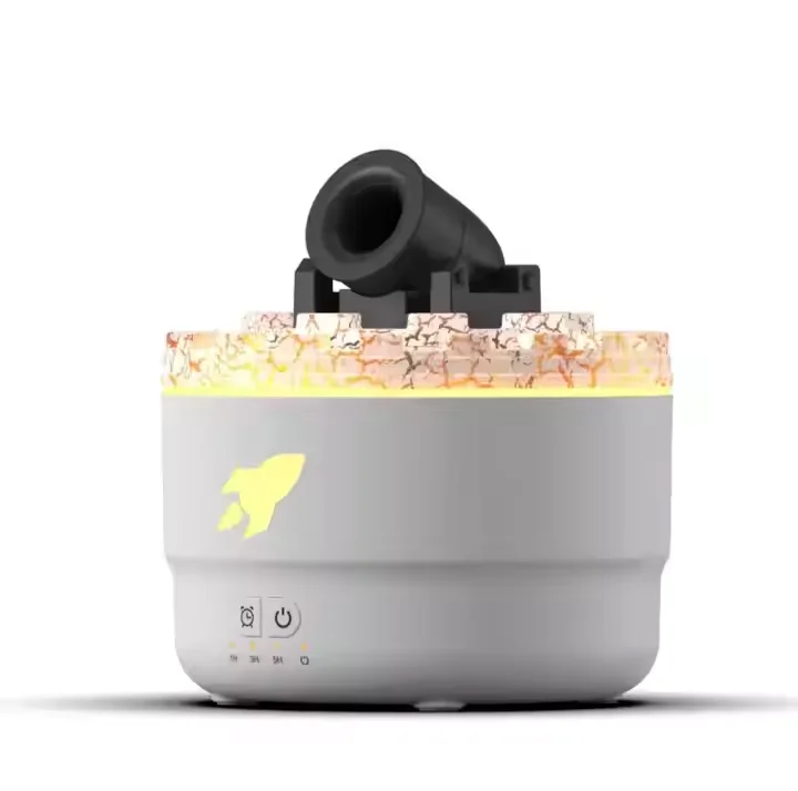 2024 new product cannon 3D flame lava 7 color LED humidifier mushroom spray rocket air humidifier aromatherapy essential oil