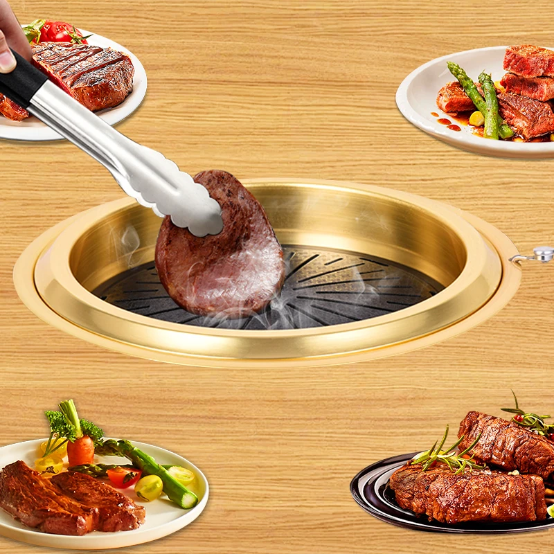 Korean Commercial Bbq Equipment Fast Heating Indoor Restaurant Round barbecue Grill Smokeless Charcoal BBQ Grill For Restaurant