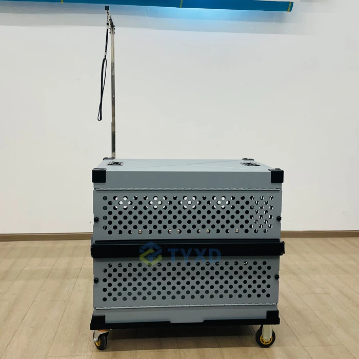 Aluminum Foldable Dog Cage / Fold Dog Box Aluminum Collapsible Dog Crate With Wheel And Grooming Arm