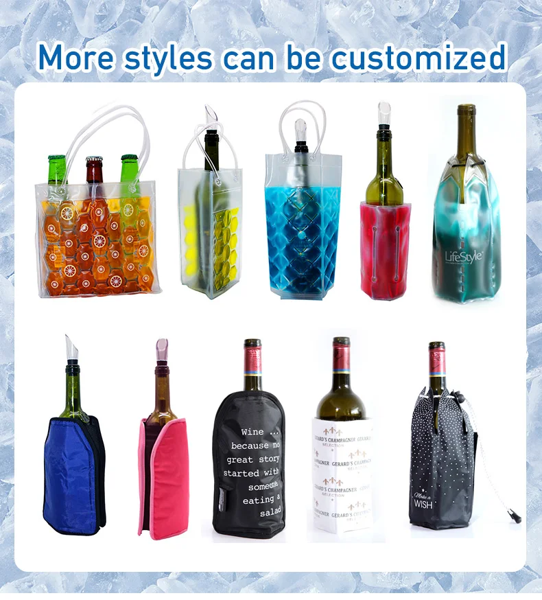Wine Iced Bottle Bag Wrap Sleeve Fresh Keeping Gel Pack Neoprene Insulated Beer Bottle Holder Insulated Cooling Sleeve