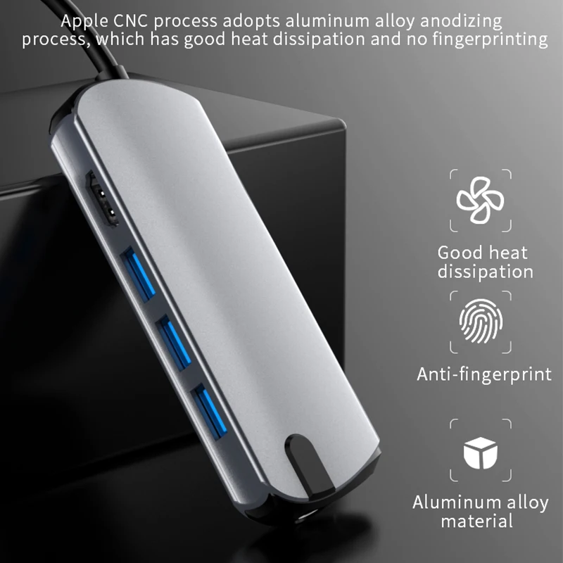 8 port type c hub type c turn USB3.0*3 HD-MI*1 SD*1 TF*1 RJ45 PD*1 Factory private model