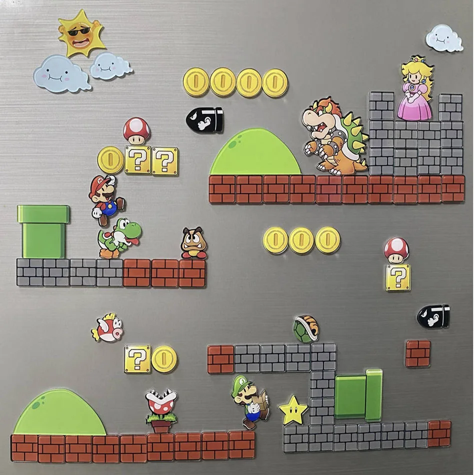 Japan Super Mario Fridge Magnet Sets Cheapest Acrylic Cartoon Magnets Malaysia Korea Popular Mario Fridge Magnets