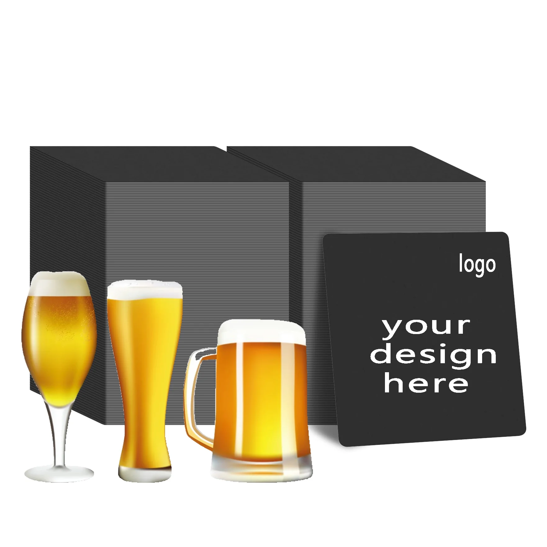 Disposable Paper Coasters Bulk Cardboard Coasters 4 Inch White Coasters for Drinks DIY Crafts Arts Bar Wedding Black 200 Pcs