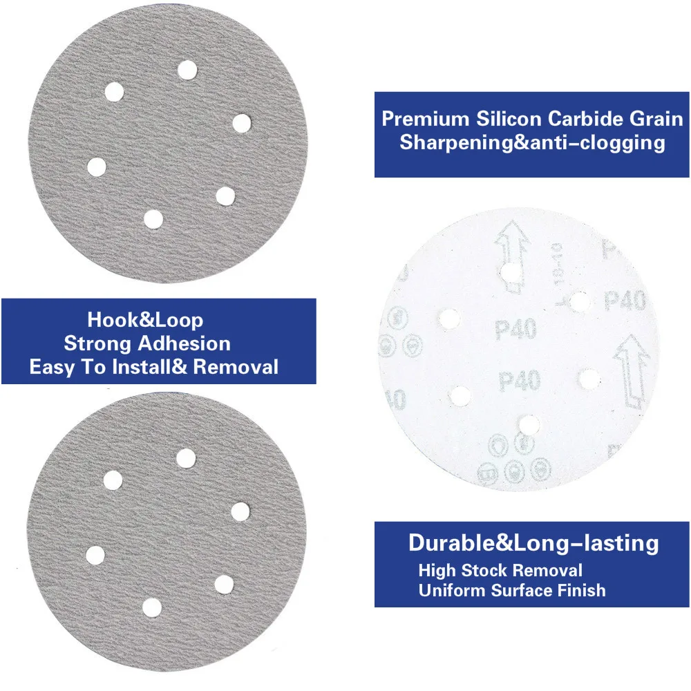 KF-PRE-Platinum   6inch(150mm) With 6 Dust Holes Hook&Loop Sanding Disc Sandpaper