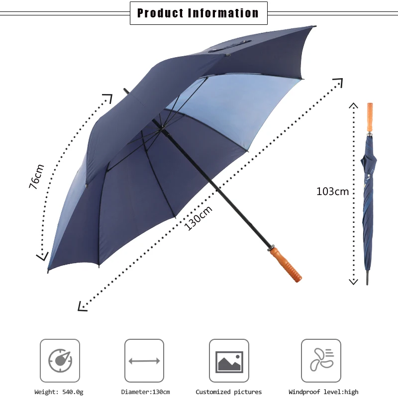 Double Canopy Vented Sunproof Waterproof Umbrella Mechanisms G4Free Ultimate Golf Umbrella