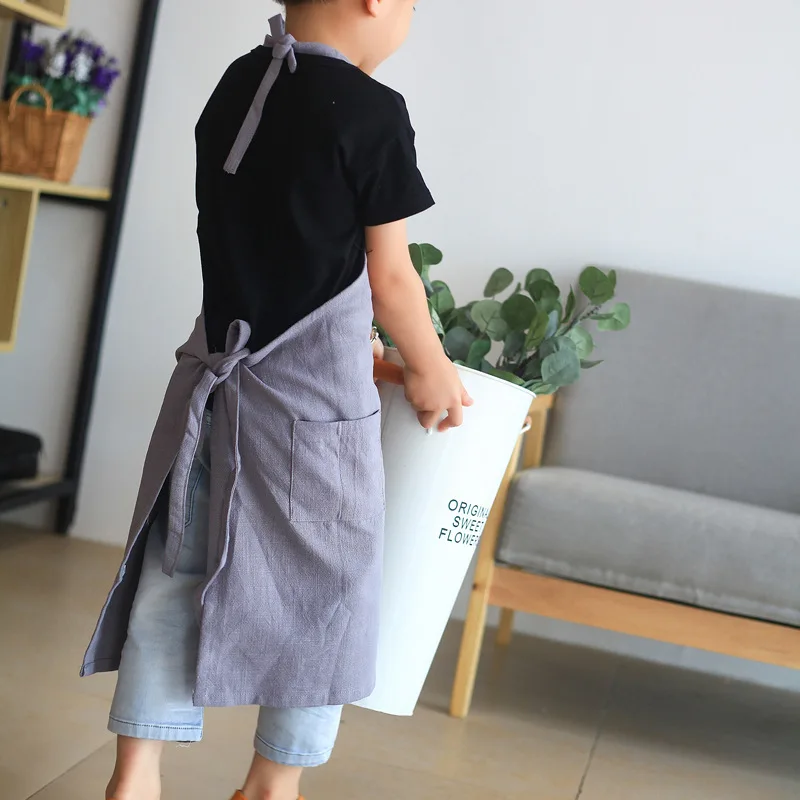 Wholesale customized kitchen painting cooking linen cotton kids aprons