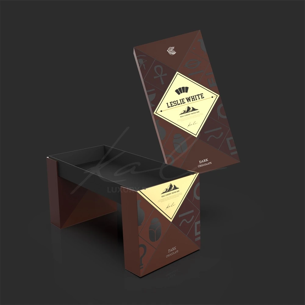Luxury handmade stand up baklava gift box  for candy two side open custom chocolate bar packaging