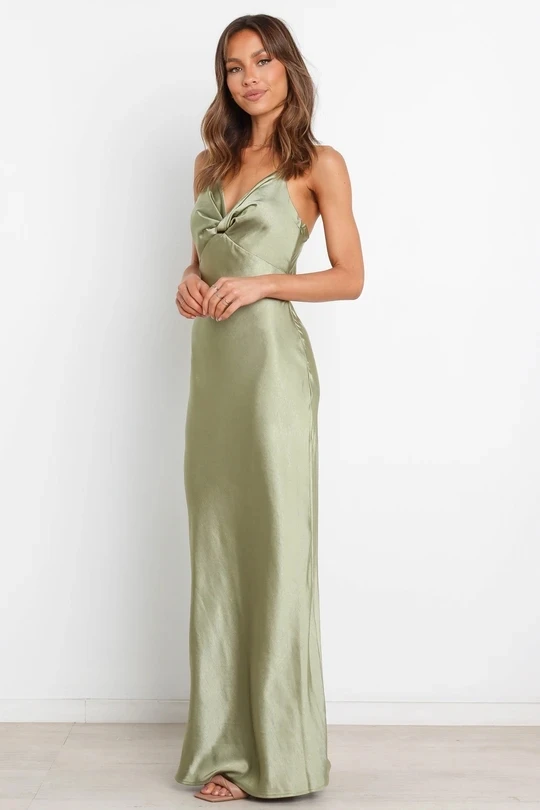 2021 summer  Sexy Evening Satin dress lady Satin and halter fishtail dress Sleep backless dress