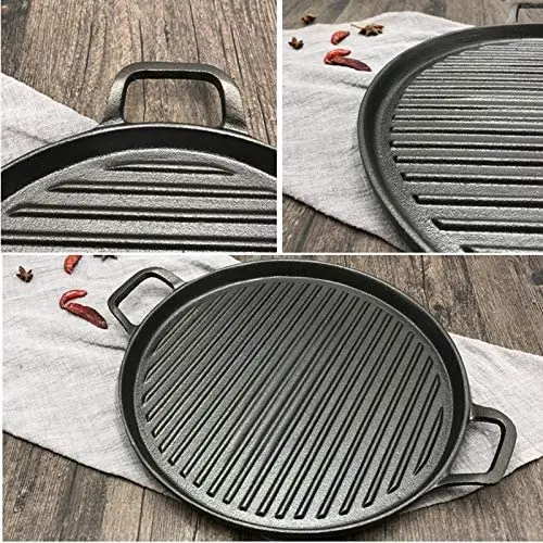Outdoor Kitchen Round Cast Iron Griddle vegetable cooking oil Grill Pan Support