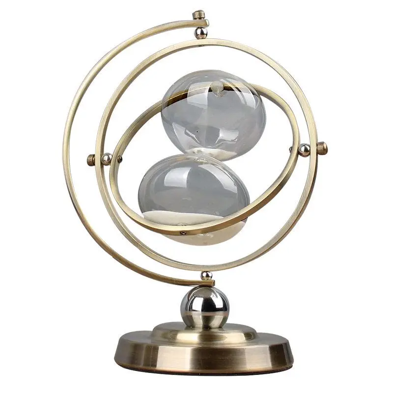 15/30/60min Bronze metal white sand hourglass tabletop timing ornaments