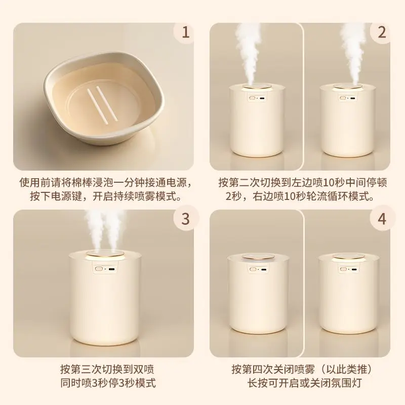 Rechargeable Small Humidifier, Mini Portable Cool Mist Humidifier 3 Modes with LED Light Desktop Humidifier