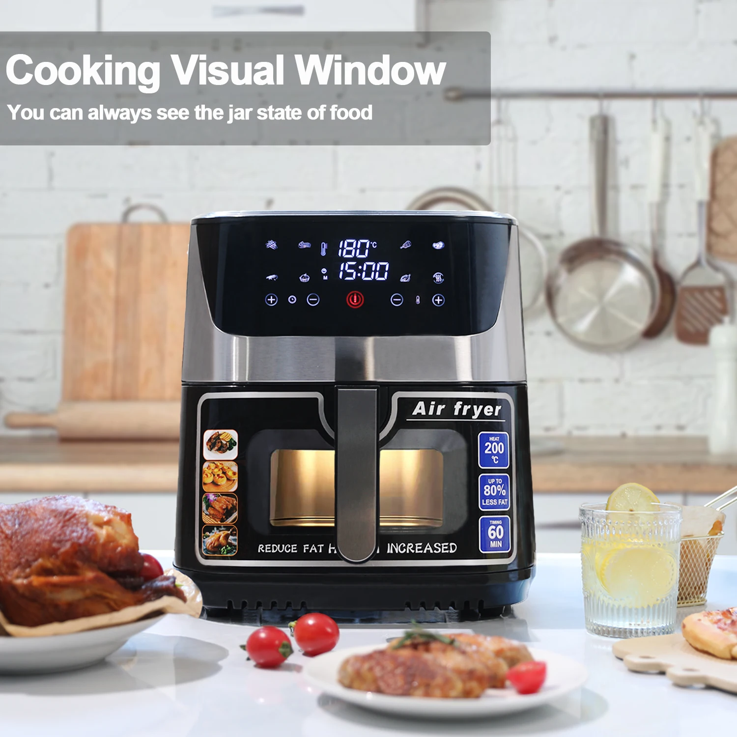 oil-free double small wholesale smart kitchen appliances 8l electr electric deep air fryers manufacturer digital air fryer oven