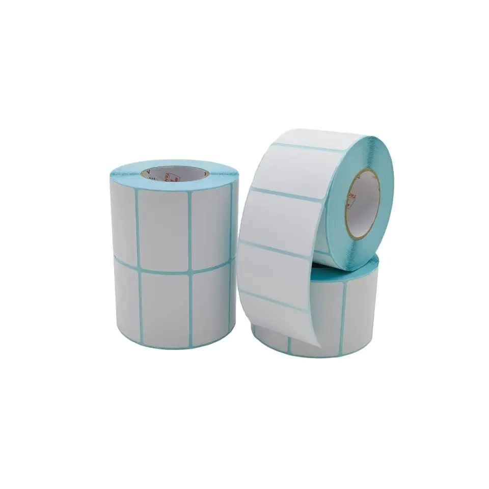 Coated Barcode Thermal  Label 50mm*30mm Adhesive Labels 1000pcs Roll Direct Thermal  Waterproof  Thermal Labels