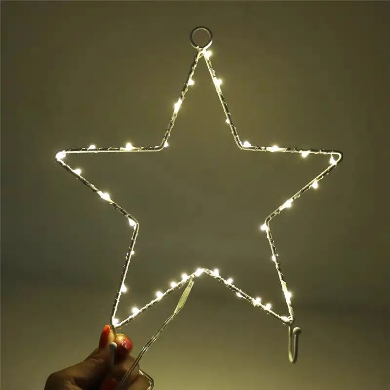 
iron star moon xmas tree rice led light decoration for holiday festival 