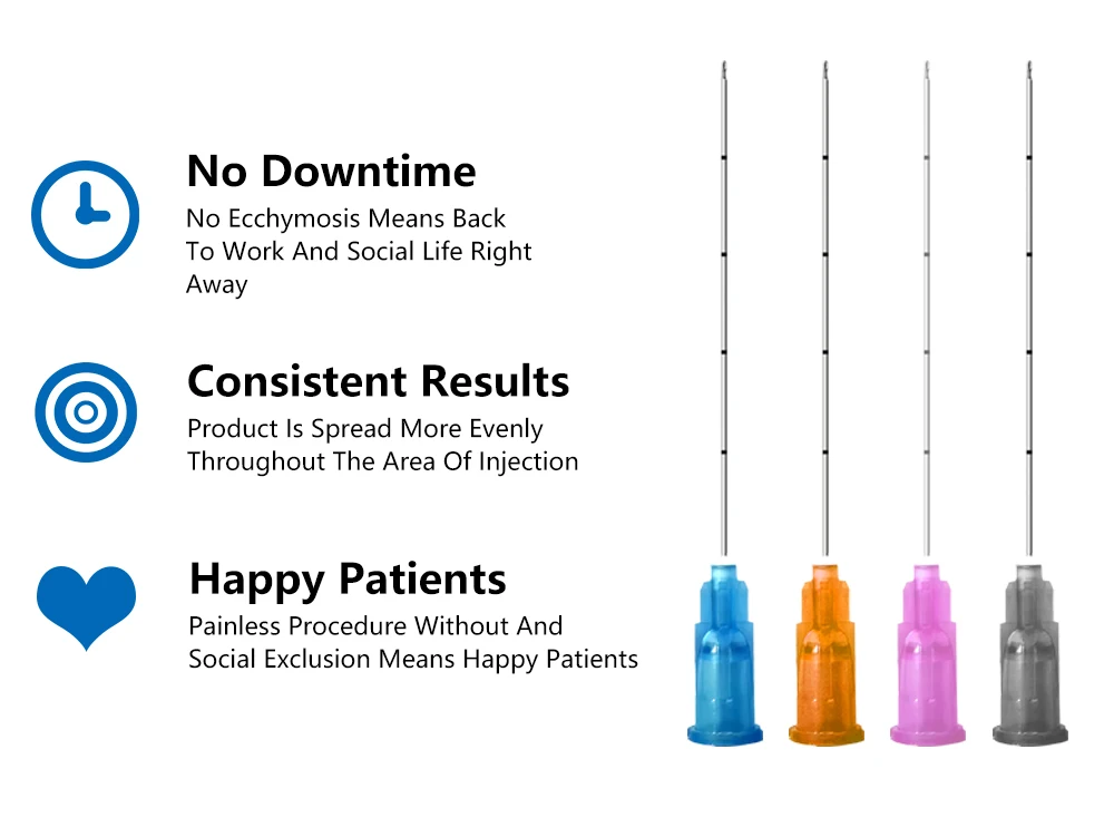 High Quality Precision 23G 38mm 50mm 70mm Ultra Fine Blunt Tip Sterile For Derm Filler