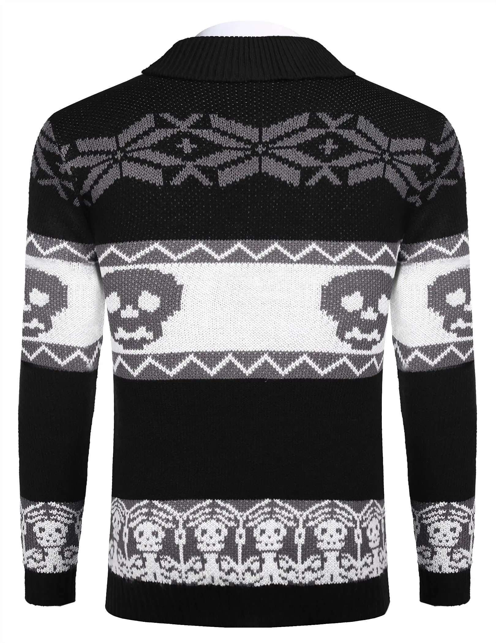 Nanteng Custom Factory 100% Cotton Halloween Striped Lapel Knit Men Cardigan Sweater