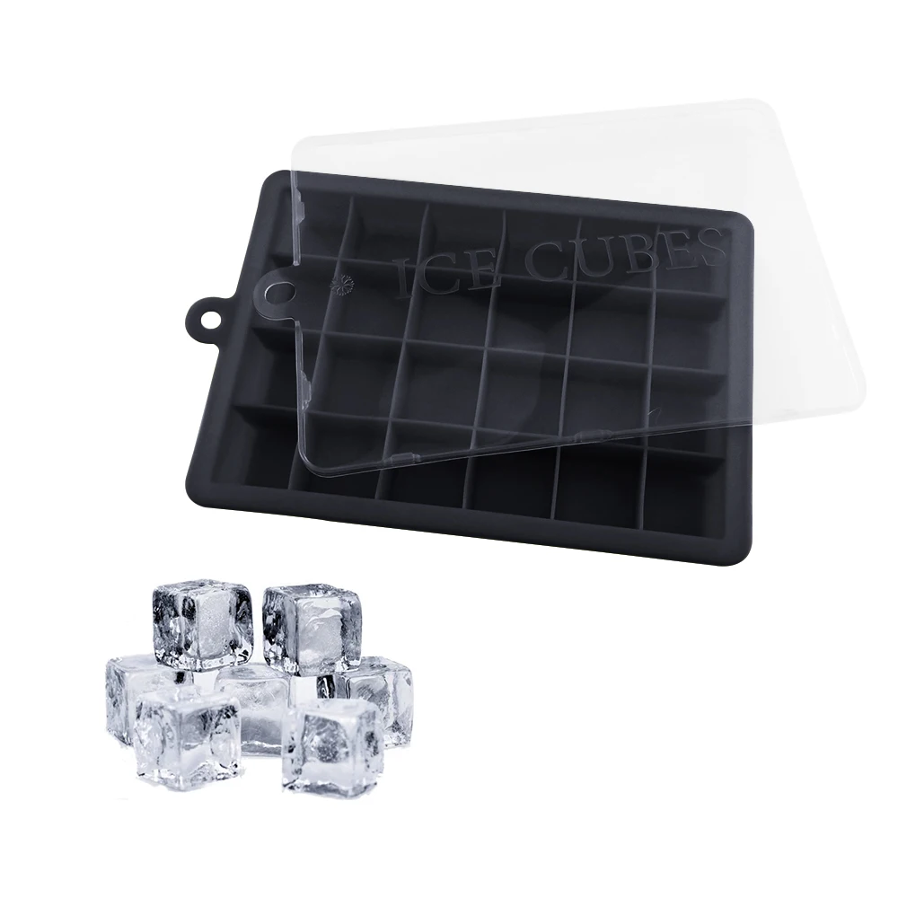 Reusable Silicone Molds Ice Cube Trays with Lids, BPA Free Ice Cube Making Mold