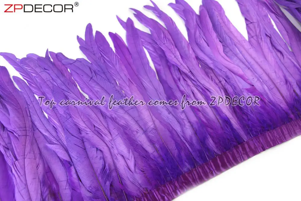 ZPDECOR Wholesale Stock 16 Colors 30-35 cm Bleached Dyed Purple Rooster Tail Feather Trim for Brazilian Men Carnival Costumes