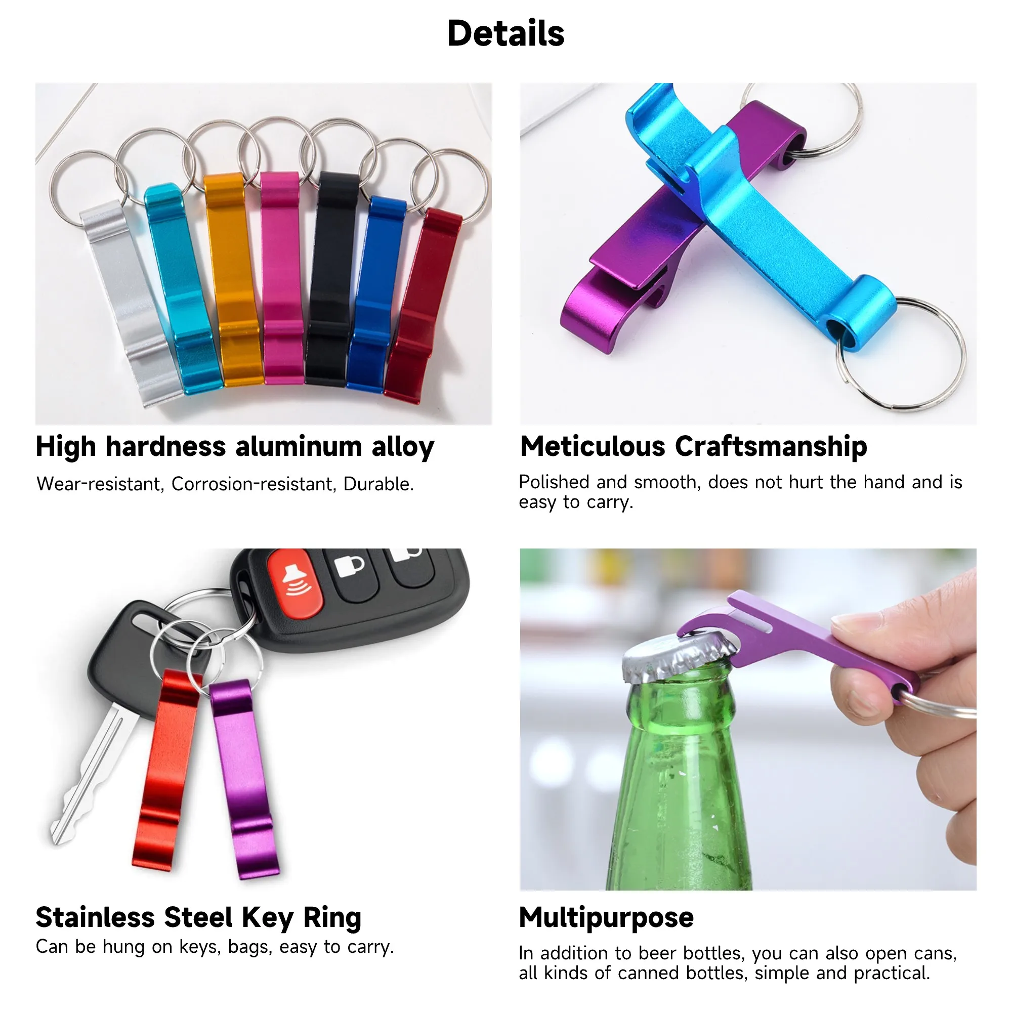 Custom Stainless Steel  Metal Sublimation Can Wine Bottle Opener Keychain Beer Bottle Opener Key Ring