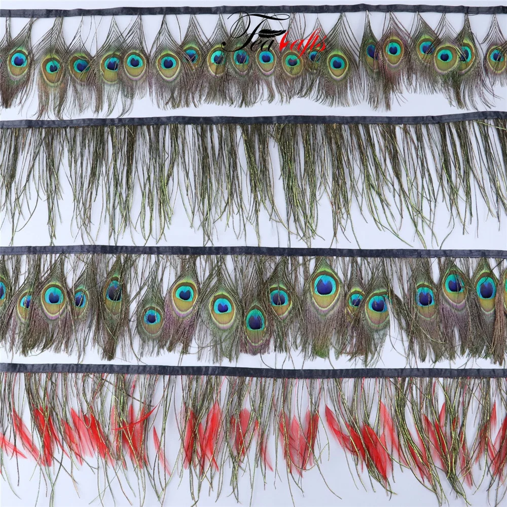 Peacock Feather Fan Earring Material Custom Smudging Feather Natural Peacock PlumesTrims for Carnival Party Wedding Costumes