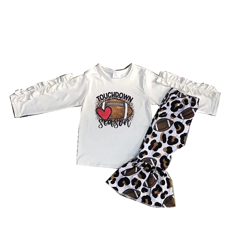 Boutique Children Clothes Long Sleeve Suit Autumn Set Kids Clothing Girls Rugby  Pattern Baby Clothes