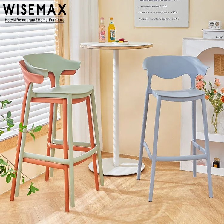 WISEMAX FURNITURE popular commercial bar furniture modern high bar stool plastic bar chair counter stool