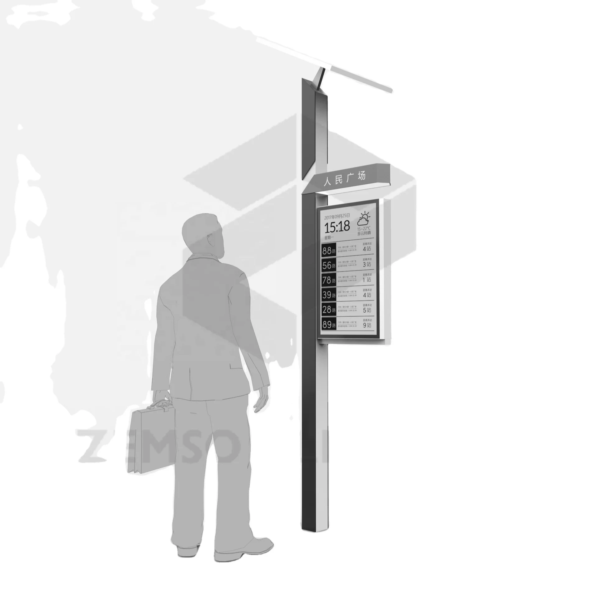 Outdoor Solar Panel Elink Bus Stop Sign 13.3 inch ink Screen