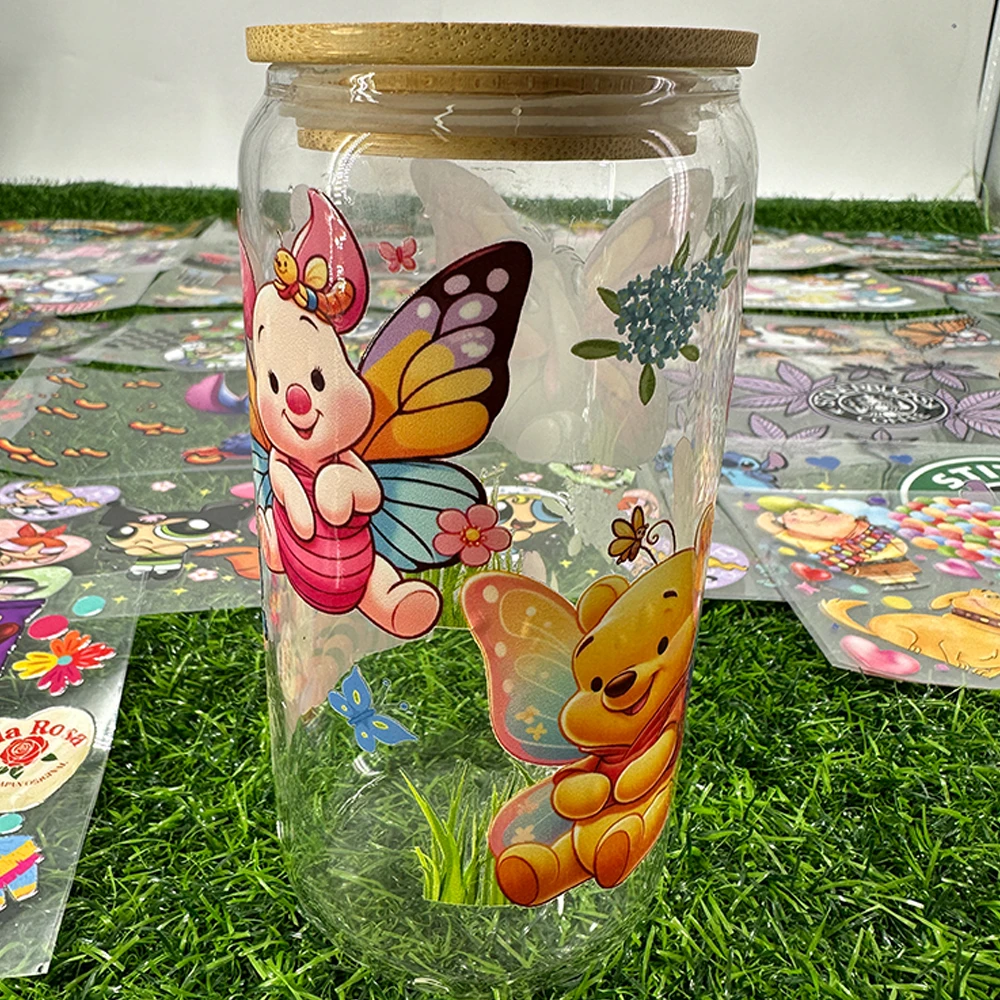 Waterproof UV DTF Cup Wrap Transfers 16oz Vinyl Wrap Glass Cups Label Sticker for Cup Wraps Transfer Printing