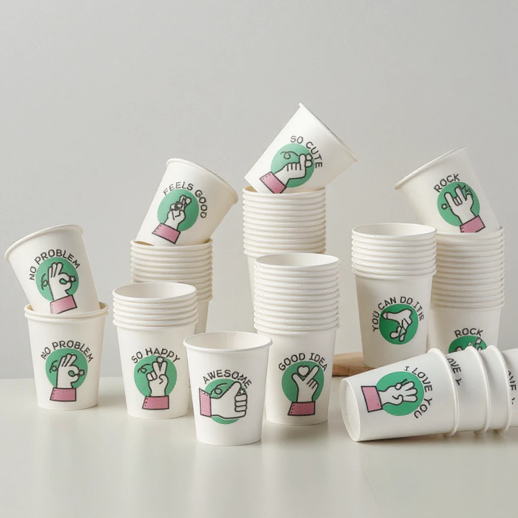 Красочные одноразовые бумажные стаканчики для праздничного прикосновения различных размеров 3 унции-12 унций