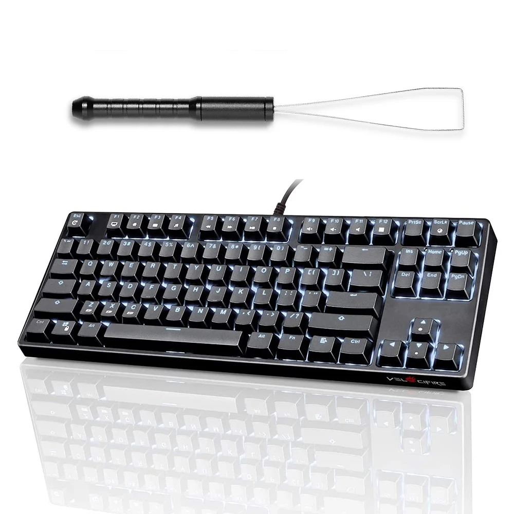 2021 Hot Wired 87 keys led USB Typewriter Mechanical Keyboard With Black Keycaps Puller