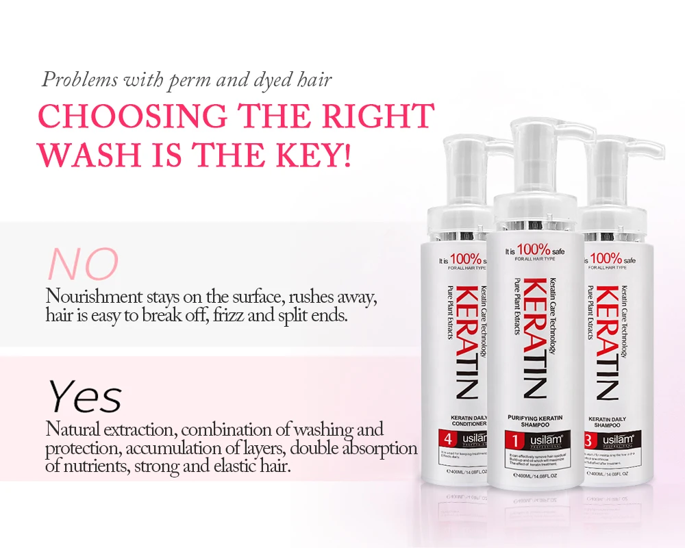 Organic Hair  Products Silk Protein Keratin Treatment Cream Hair  Set For African Hair  Brazilian Keratin