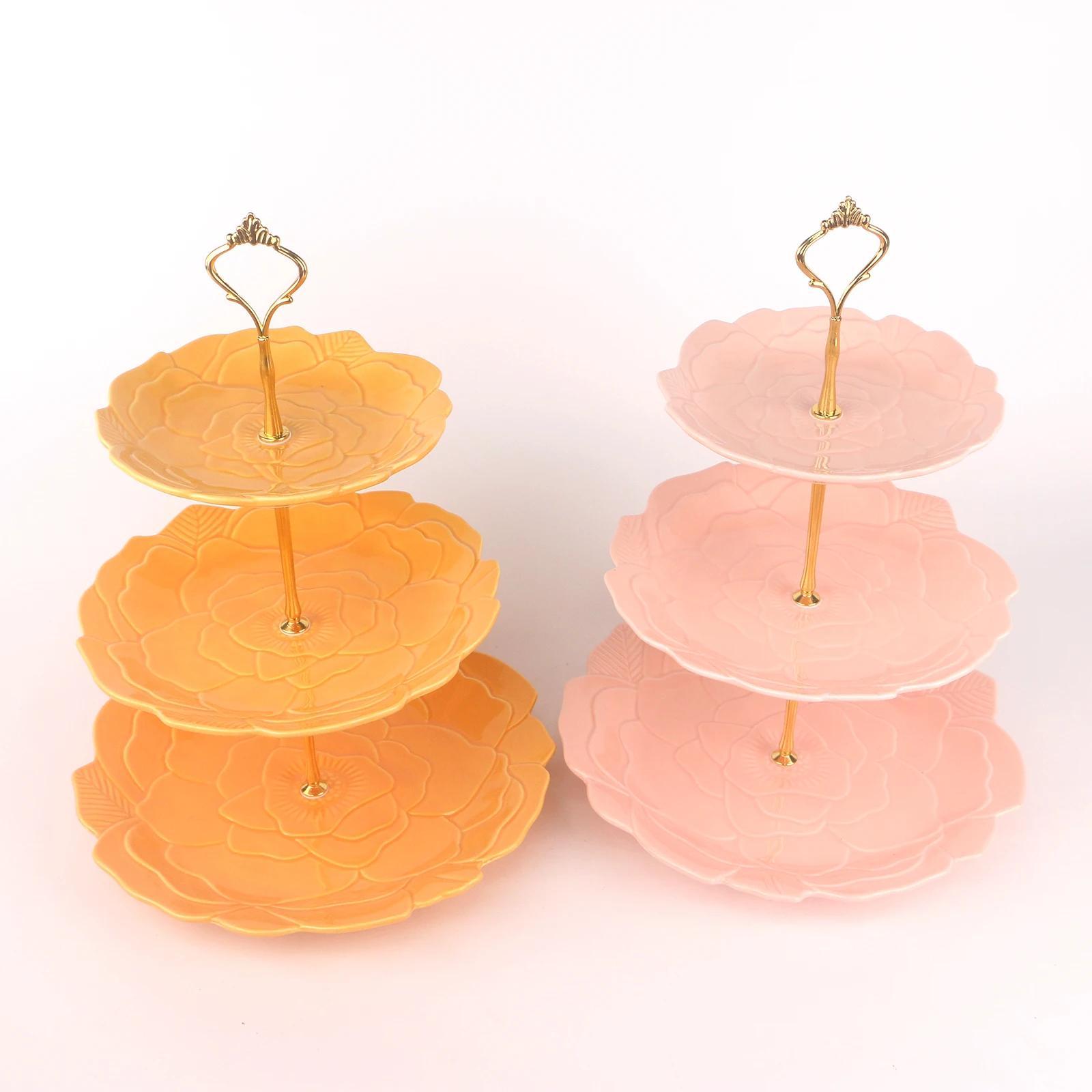 British afternoon tea three layers creative porcelain dessert color plate