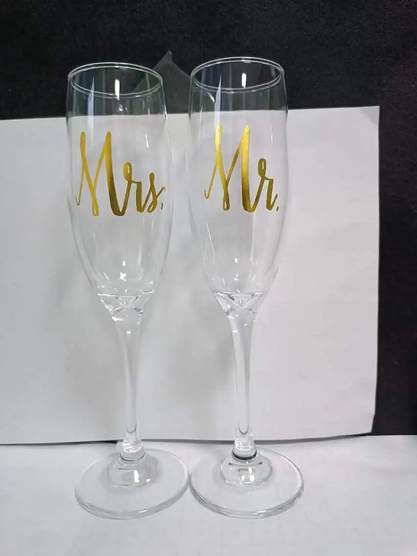 Custom personalized logo Elegant Stemmed Champagne Coupes 6oz Clear champagne flutes glass for Birthday,Parties,Wedding