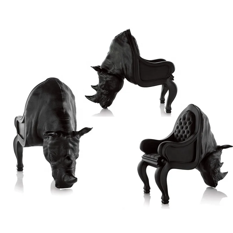 Creative Indoor Home Furniture Fiberglass Animal Rhino Chair for Office Home Hotel Shop Display