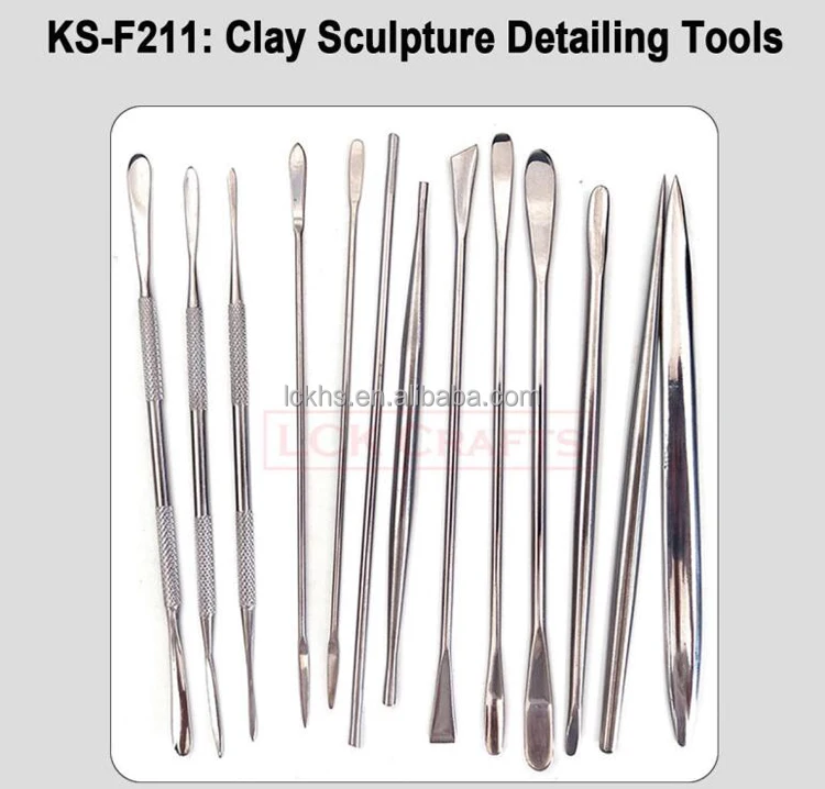 Custom Silver Stainless Steel Double-Sized Sculpting Clay Tool Kits Art Carving Tools