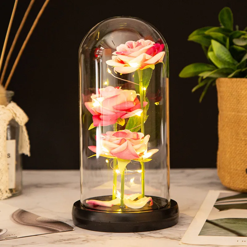 2024 New Arrival  Girlfriend Eternal Rose Led Light Foil Flower In Glass Cover Mothers Day Wedding Favors