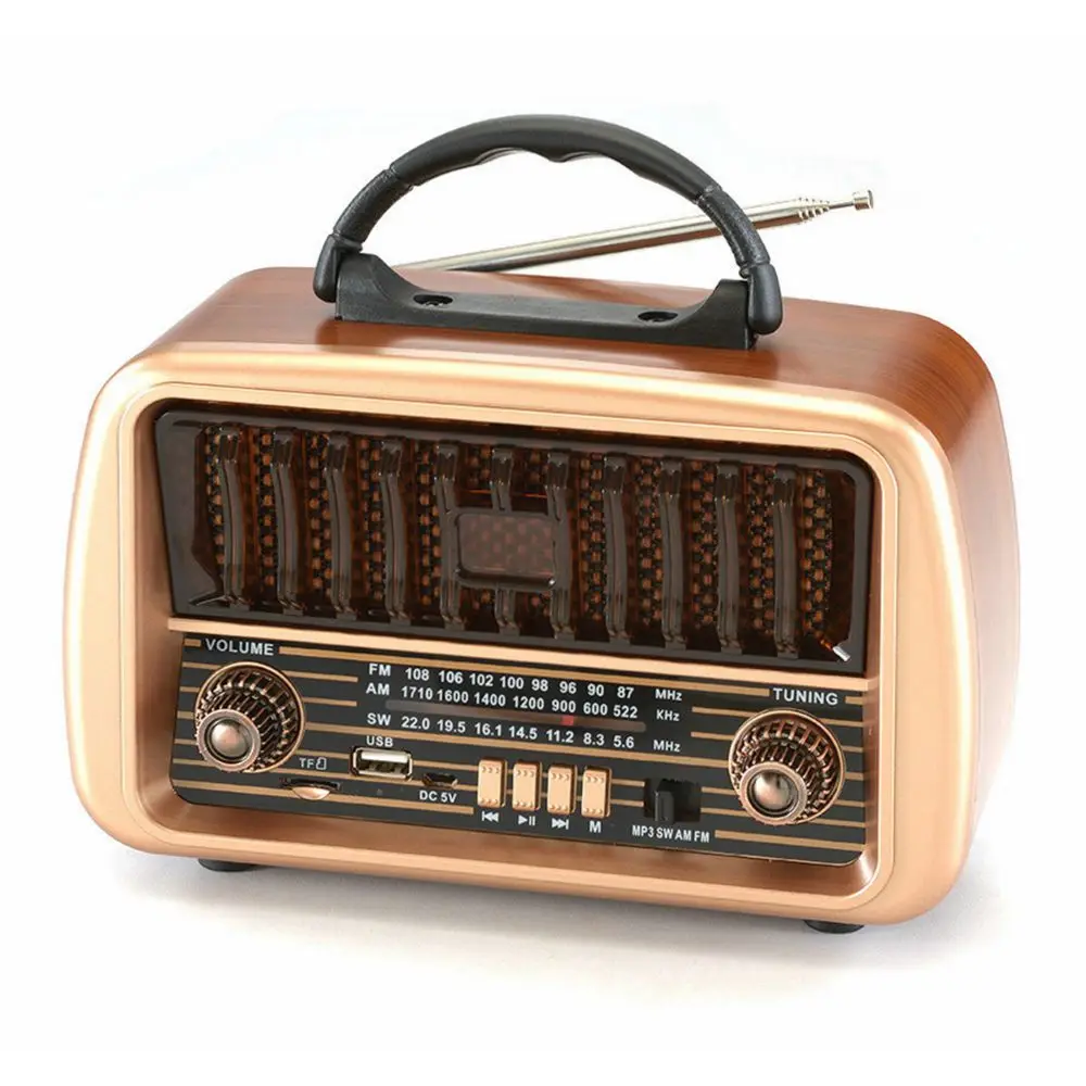 Retro radio NS-8067BT portable am fm sw wireless radio rechargeable wooden finish old style radio