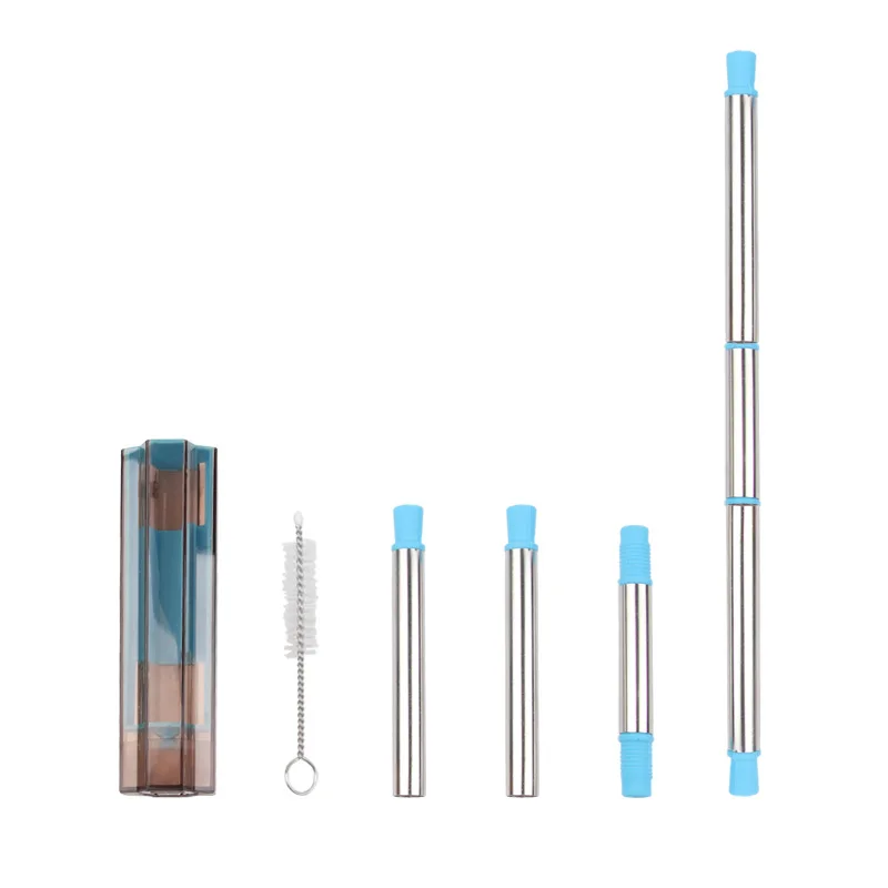 304 Stainless Steel Clover Foldable Portable Drink Straw Set Telescopic Stainless Steel Straw