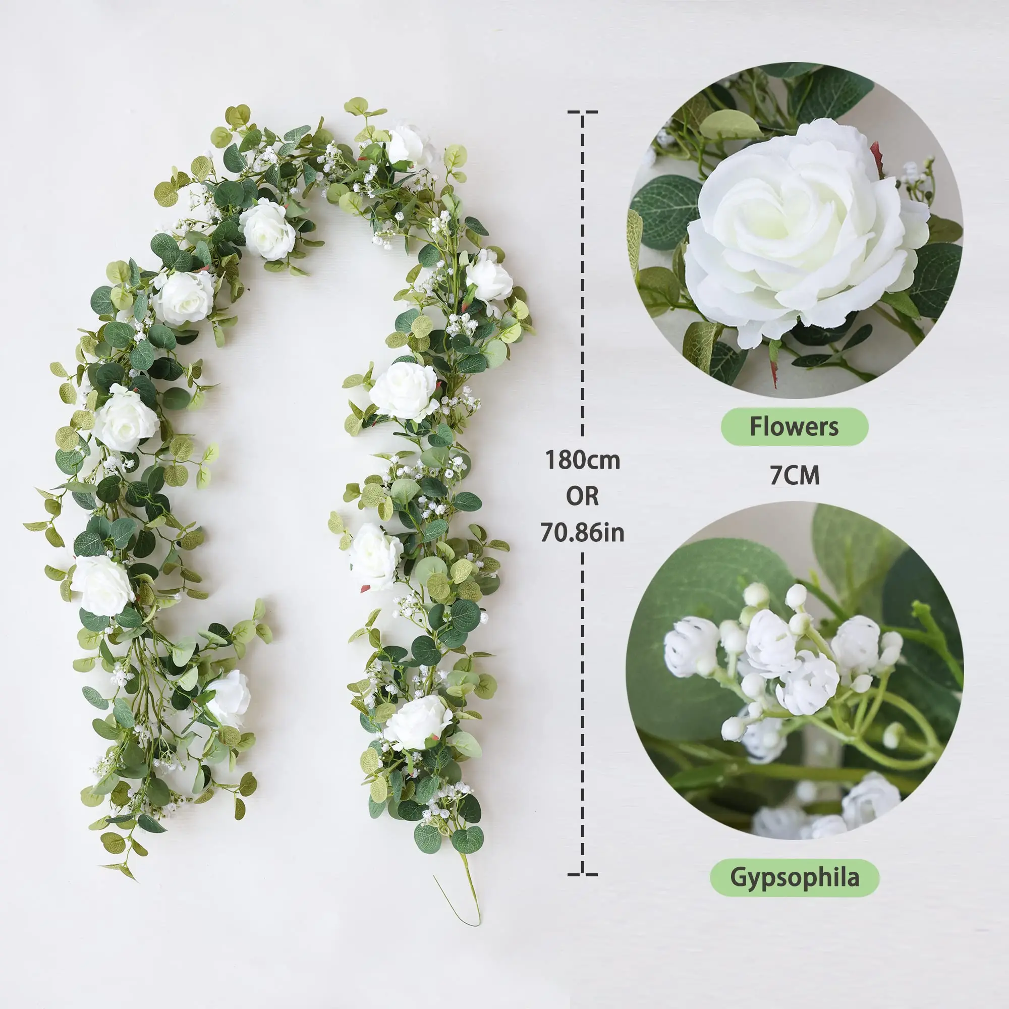 Simulation Flower Rose Garland Artificial Rose Vine For Wedding Home Party Garland Wreath Hanging Flowers Silk Wisteria Flower