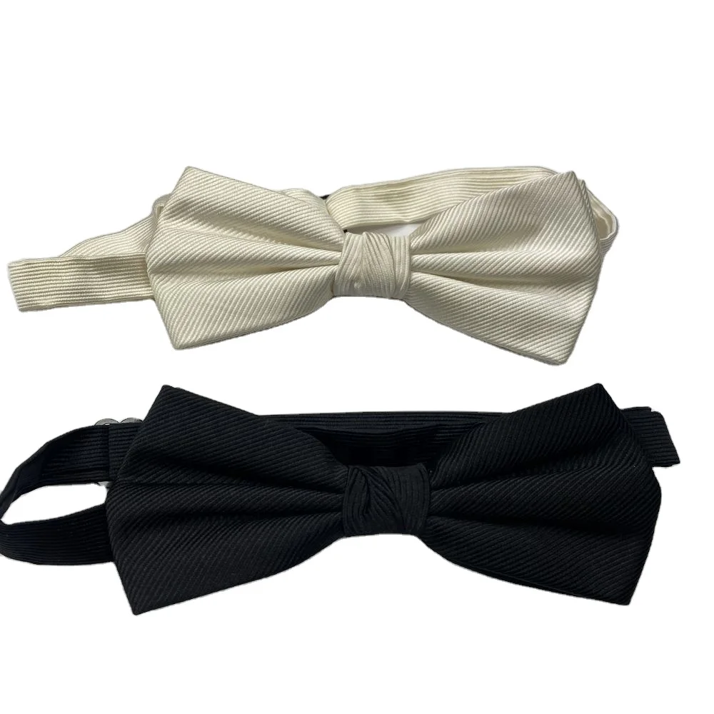 High end custom black and white handmade bow tie