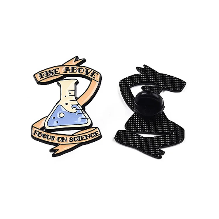 Custom Science Experiment Badge Experiment Bottle Brooch Gene Chain Microscope Customised Lapel Metal Enamel Pin