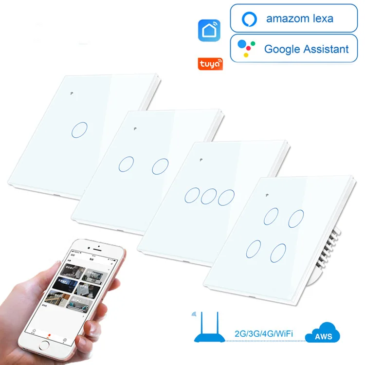 Alexa Google Home Compatible US AU Standard Smart Wifi Wall Touch Switch Remote WiFi Wall Switch Type 86  Type 120