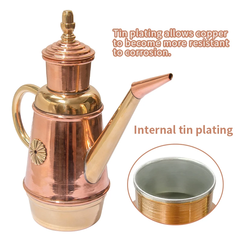 Handmade Copper Oil Cruet kitchen oil can450ml/1000ml cooking olive oil bottle pot
