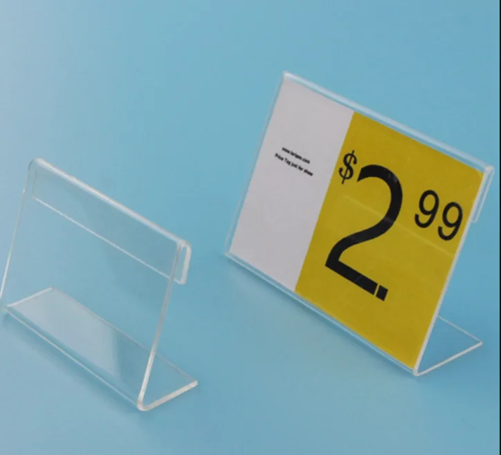 Personalized Countertop Lucite label holders Clear Acrylic Price Tag Name Plate display Holder
